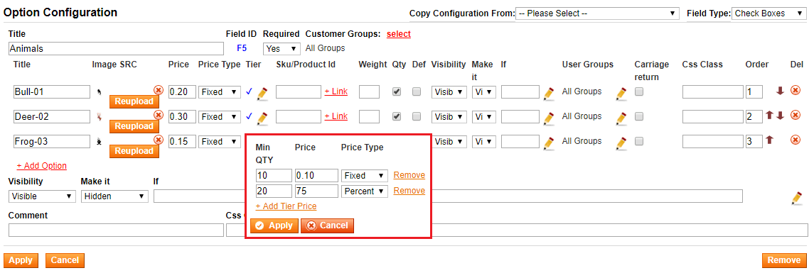 Magento Custom Option Tier Price and Weight